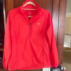 Peter Millar Bright coral Red masters Quarter-Zip Pullover. In EUC